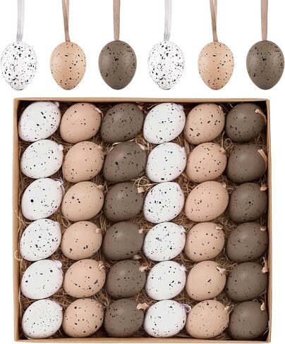 Valery Madelyn 18Pcs Easter Eggs Ornaments for Small Tree Decorations, 1.57" Pastel Pink Blue Plastic Easter Eggs Bulk, Shatterproof Decorative Hanging Egg Decorations Spring Party Decor in Saudi Arabia