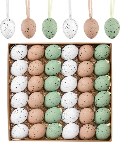 Valery Madelyn 18Pcs Easter Eggs Ornaments for Small Tree Decorations, 1.57" Pastel Pink Blue Plastic Easter Eggs Bulk, Shatterproof Decorative Hanging Egg Decorations Spring Party Decor in Saudi Arabia