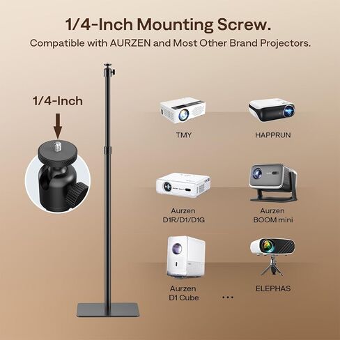 Projector Floor Stand, 15.75"-47.24" Height Adjustable Floor Stand with 1/4 lnch Screw, 360° Rotatable Projector Floor Stand Holds up to 18 lbs, Compatible with Projector, Camera, Phone, Black in Kuwait