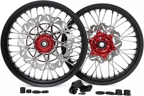 TOFR 17 "عجلات Super Moto الحافات محاور الدوارات مجموعة لهوندا CRF250R CRF450R CR125 CR250 2002-2013، CRF250X CRF450X 2002-2019 المتحدث تحمل فواصل المحور in Saudi Arabia