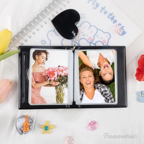 Framendino, 3 Pack 3 Inch Kpop Photo Card Holder Book Mini Photo Album Love Heart Hollow Card Binder Pendant 32 Pockets for Collecting in Saudi Arabia