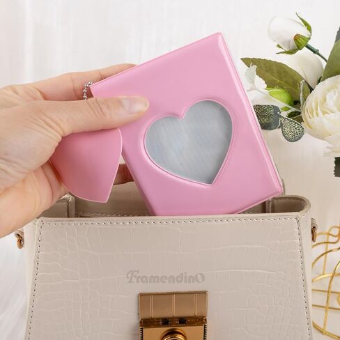Framendino, 3 Pack 3 Inch Kpop Photo Card Holder Book Mini Photo Album Love Heart Hollow Card Binder Pendant 32 Pockets for Collecting in Saudi Arabia