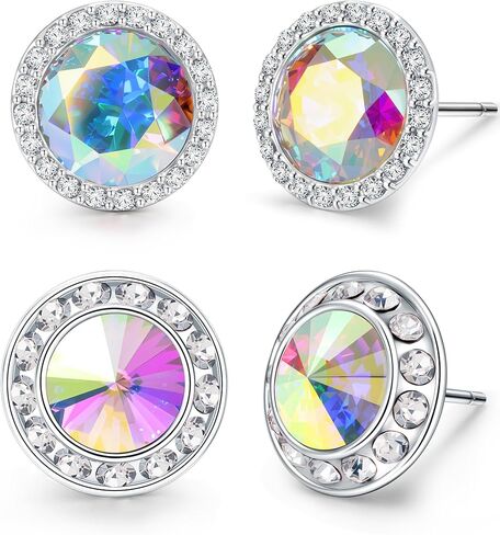 2 أزواج حجر الراين الرقص المنافسة الأقراط هيبوالرجينيك الفضة الاسترليني بوست، هالة كريستال ترصيع لمرحلة الرقص أداء الأوبرا الزفاف الزفاف in Kuwait