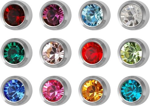 12 Pairs Studex Birthstones Mini 2mm Stainless Steel Bezel Setting Ear Piercing Stud Earrings in Saudi Arabia