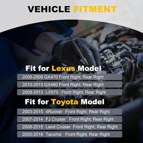 مستشعر سرعة العجلات ABS 970-330 - أمامي يمين وخلفي يمين - يناسب 2003-2018 Toyota Tacoma, 4Runner, FJ Cruiser, Land Cruiser & Lexus GX460, GX470, LX570 - OE# 89542-04020, 89542-60050 in Kuwait