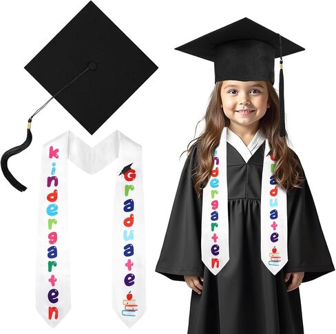 2 Pcs Kindergarten Graduation Cap and Stole, 2024 Preschool Kindergarten Graduation Decorations for Boys Girls Gifts Pink in Kuwait