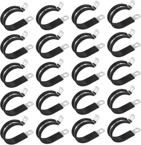 HARFINGTON 20pcs Stainless Steel Cable Clamp 1-9/16" (36mm) Rubber Cushioned Conduit Clamp Wire Holder Strap Clip for Automotive Industrial Marine Household Installation Pipe Wire in Kuwait