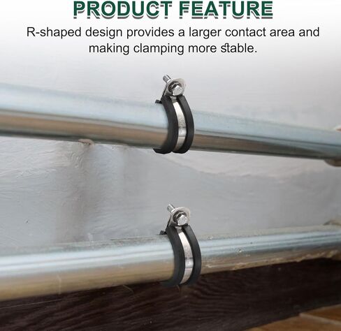 HARFINGTON 20pcs Stainless Steel Cable Clamp 1-9/16" (36mm) Rubber Cushioned Conduit Clamp Wire Holder Strap Clip for Automotive Industrial Marine Household Installation Pipe Wire in Kuwait