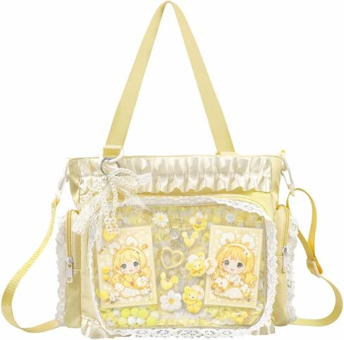 Ita Bag for Pins with Display Insert Kawaii Y2K Crossbody Bags Cute Ruffle Shoulder Purse DIY Tote Itabag for Women in Kuwait