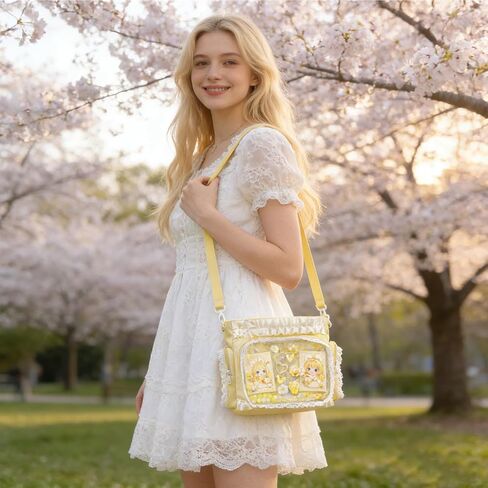 Ita Bag for Pins with Display Insert Kawaii Y2K Crossbody Bags Cute Ruffle Shoulder Purse DIY Tote Itabag for Women in Kuwait