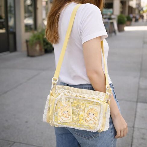 Ita Bag for Pins with Display Insert Kawaii Y2K Crossbody Bags Cute Ruffle Shoulder Purse DIY Tote Itabag for Women in Kuwait