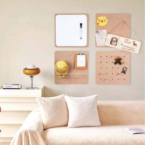 4 Pack Felt Bulletin Board Kit, 24" Self-Adhesive Fabric Wall Panels with Acrylic Shelf, Pegs & Pins - Felt Board Tiles for Memo, Display & Wall Organizer in Kuwait