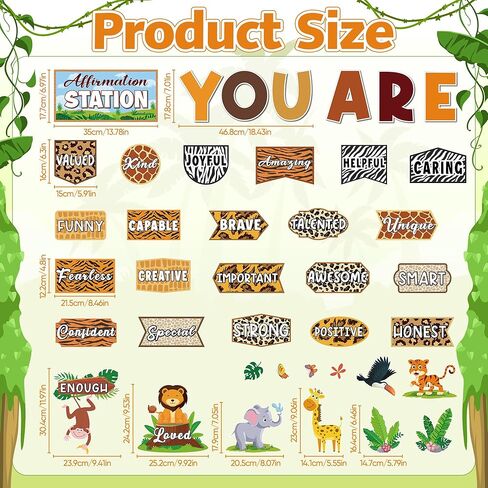 Spring Jungle Motivational Bulletin Board Set Jungle Animals Affirmation Station Posters Growth Mindset Classroom Mirror Decor Leaves Cutouts Positive Affirmations for Teacher Door Wall in Kuwait