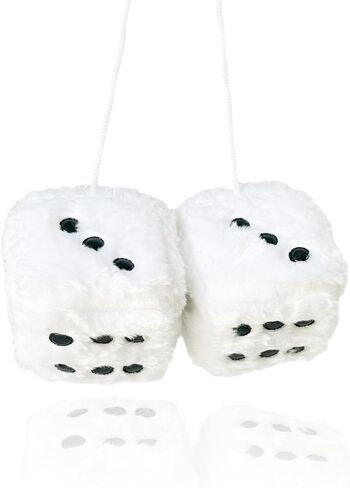 Fuzzy Plush Dice for Car Mirror, 3 Inch Pair of Retro Pink Dice with White Dots, Car Interior Hanging Ornament Decoration (Pink) in Saudi Arabia