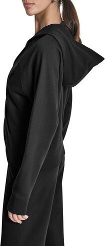 DKNY Women's Stacked Satin Full Zip Logo Hoodie with Pockets in Saudi Arabia