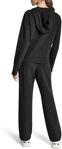 DKNY Women's Stacked Satin Full Zip Logo Hoodie with Pockets in Saudi Arabia