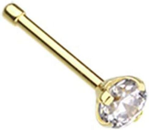 Golden Prong Gem Top Nose Stud Ring in Saudi Arabia