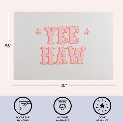 نمط الحياة الحضرية Yeehaw نسيج الجدار الغربي - ملصق قماش معلق كبير مقاس 60 بوصة × 80 بوصة - تصميم ممتع لموضوع رعاة البقر لغرفة النوم، أو غرفة النوم، أو ديكور غرفة اللعب in Kuwait