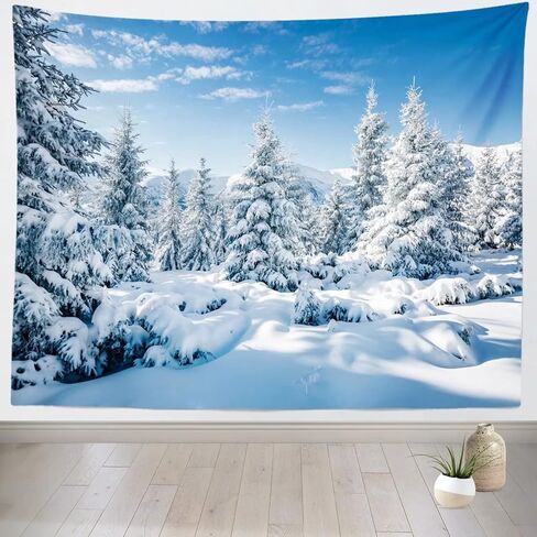 Loccor Winter Tapestry Winter Mountain Tapestry White Pine Trees Scene Wall Hanging Nature Landscape Tapestries New Year Christmas Wall Art Home Decor for Bedroom Living Room Dorm 60x50 Inches in Saudi Arabia