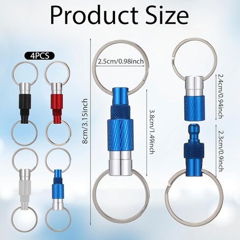 cobee 4Pcs Quick Release Keychain, Detachable Key Ring, Quick Disconnect Keychain Detachable Pull-Apart Key Ring Dual Pull Apart Keys Chain for Men Women(4Colors) in Saudi Arabia