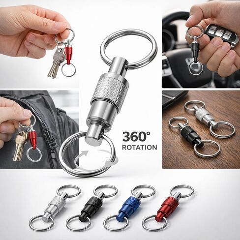 cobee 4Pcs Quick Release Keychain, Detachable Key Ring, Quick Disconnect Keychain Detachable Pull-Apart Key Ring Dual Pull Apart Keys Chain for Men Women(4Colors) in Saudi Arabia