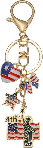 4th of July Independence Day Statue of Liberty American Flag Keychains for Women Men Car Key Ring Bag Purse Accessories in Kuwait
