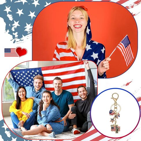 4th of July Independence Day Statue of Liberty American Flag Keychains for Women Men Car Key Ring Bag Purse Accessories in Kuwait