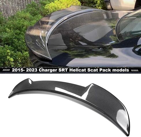 KHK Spoiler Compatible with Dodge Charger RT SXT SRT Hellcat 2011-2022 RT SXT SRT SCAT Pack Pursuit Daytona Enforcer GT Sedan, 4 Door Models Rear Spoiler, Carbon Fiber Pattern ABS Material Rear Wing in Kuwait