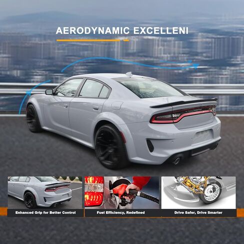 KHK Spoiler Compatible with Dodge Charger RT SXT SRT Hellcat 2011-2022 RT SXT SRT SCAT Pack Pursuit Daytona Enforcer GT Sedan, 4 Door Models Rear Spoiler, Carbon Fiber Pattern ABS Material Rear Wing in Kuwait
