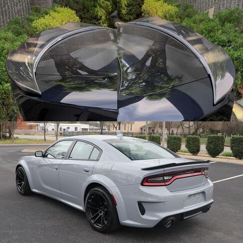 KHK Spoiler Compatible with Dodge Charger RT SXT SRT Hellcat 2011-2022 RT SXT SRT SCAT Pack Pursuit Daytona Enforcer GT Sedan, 4 Door Models Rear Spoiler, Carbon Fiber Pattern ABS Material Rear Wing in Kuwait