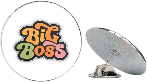 شعار Big Boss معدني مستدير مقاس 0.75 بوصة على شكل دبوس وقبعة وقميص وربطة عنق ودبابيس خلفية in Saudi Arabia