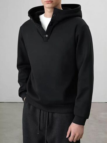 Buckled Hooded Sweatshirt Men's Trendy Brand Loose Design Hooded Sweatshirt(l,Black) in Saudi Arabia