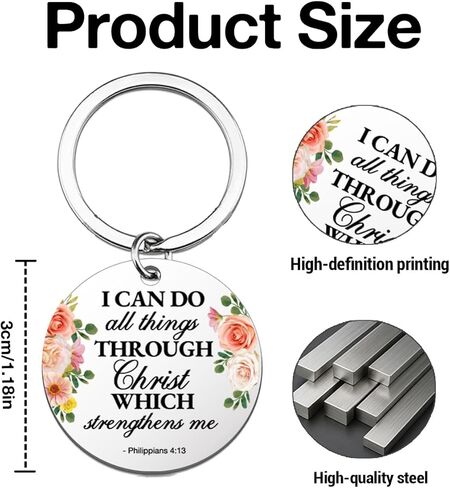 Bible Verse Keychain Christian Gifts for Women, Inspirational Religious Gifts for Catholic Christmas, I Can Do All Things Scripture Keyring in Kuwait