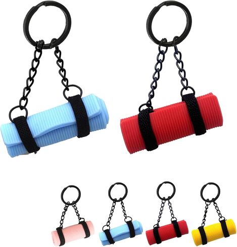 Yoga Mat Keychain-2 Pack Fitness Keychain for Gym Lovers,Adorable Mini Car Key Chains,Vibrant Colors for All Genders in Kuwait