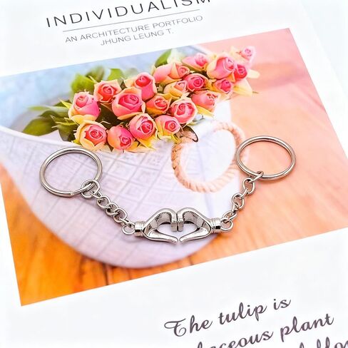 2Pcs Hand Heart Gesture Car Key Chain Ring Charm Couple Valentines Matching Keychain Pendant For Boyfriend Girlfriend Wife Husband Best Friend in Saudi Arabia