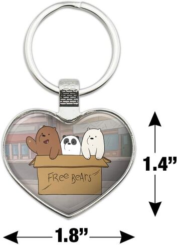 الرسومات والمزيد We Bare Bears Baby Bears Keychain Heart Love Metal Key Chain Ring in Saudi Arabia