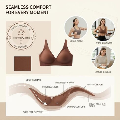 2PCS Jelly Seamless Deep V Push-Up Wireless Bra No Underwire Supportive Everyday Bras T Shirt Bralettes Plunge Bras in Saudi Arabia