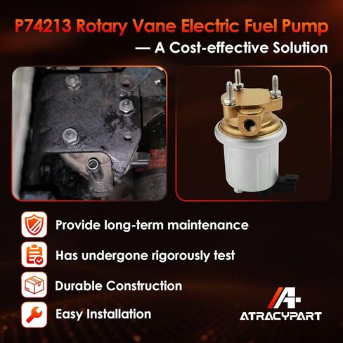 P74213 Electric Fuel Pump, In-Line Rotary Vane Pump Compatible with 97-02 Dodge Ram 2500 3500 L6 5.9L, Automotive Replacement 12V 10PSI 50-71GPH M12 X 1.5 NPSF Inlet & Outlet in Saudi Arabia