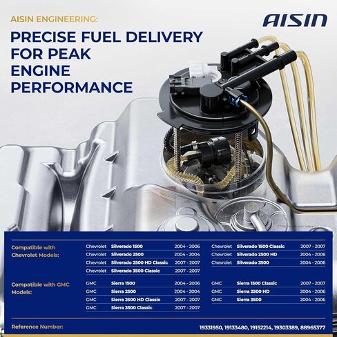 AISIN FUPGM-00388 Fuel Pump Module Assembly - Compatible with Chevrolet Silverado 1500 2500 3500 2004-2007, GMC Sierra 1500 2500 3500 2004-2007 - 4.3L 4.8L 5.3L 6.0L 8.1L in Kuwait