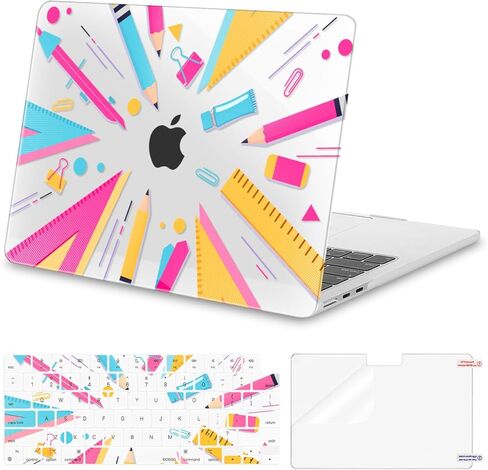 حافظة MOSISO متوافقة مع جهاز MacBook Air 13 بوصة 2026 2025 2024-2022 M4 A3240 M3 A3113 M2 A2681، غطاء صلب من البلاستيك وغطاء لوحة مفاتيح وواقي شاشة لجهاز MacBook Air 13.6 بوصة، هندسة جرافيتي in Kuwait