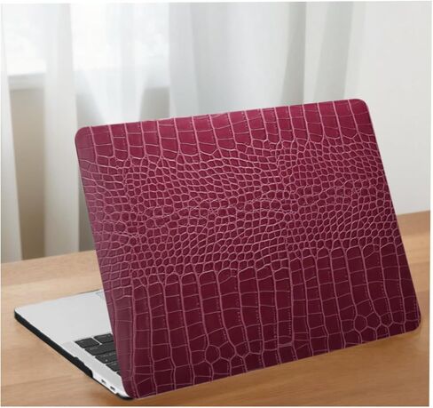 Laptop Cover for MacBook Pro 13 Inch Case 2020 2019 2018 2017 2016 Release Model A2338 A2289 A2251 A2159 A1989 A1708 A1706 M2 M1 Chip, PU Leather Hard Shell Case, Dark Red Alligator in Kuwait