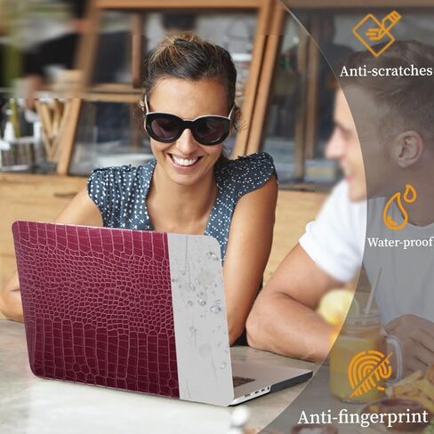 Laptop Cover for MacBook Pro 13 Inch Case 2020 2019 2018 2017 2016 Release Model A2338 A2289 A2251 A2159 A1989 A1708 A1706 M2 M1 Chip, PU Leather Hard Shell Case, Dark Red Alligator in Kuwait