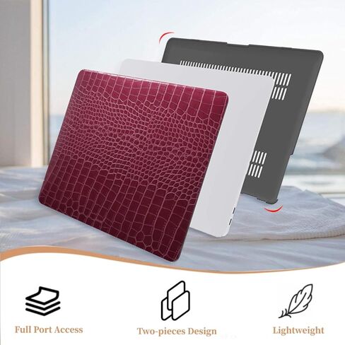 Laptop Cover for MacBook Pro 13 Inch Case 2020 2019 2018 2017 2016 Release Model A2338 A2289 A2251 A2159 A1989 A1708 A1706 M2 M1 Chip, PU Leather Hard Shell Case, Dark Red Alligator in Kuwait