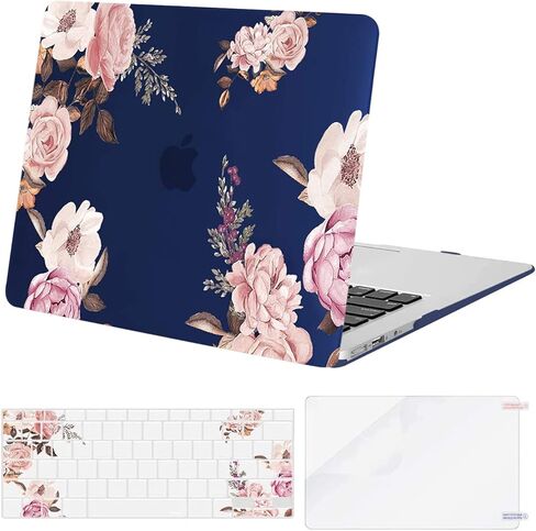 حافظة MOSISO متوافقة مع جهاز MacBook Air مقاس 13 بوصة (A1369 وA1466، الإصدار الأقدم 2010-2017)، حافظة صلبة من البلاستيك الفاوانيا وغطاء لوحة المفاتيح وواقي شاشة، أزرق in Saudi Arabia