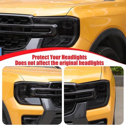 طبقة تظليل المصباح الأمامي Yinanlutos متوافقة مع Ford Ranger 2023-2025‌ المصباح الأمامي الواقي للديكور ملصق لاصق ملحقات السيارة الخارجية مادة TPU قطعتان in Kuwait