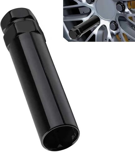 1 PC 6 Spline Lug Nut Socket, Lug Nut Removal Tool, 17.6mm Inner Diameter,19mm 3/4 21mm 13/16 Hex Compatible, Universal for Most Cars (Black) in Kuwait