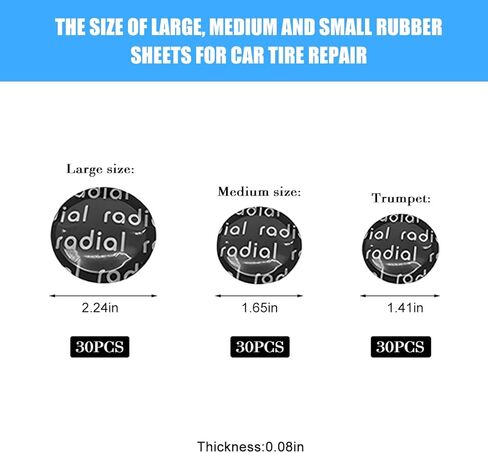 90PCS Car Tire Repair Patch, 32mm 42mm 58mm Round Rubber All Purpose Tire Tyre Puncture Fast Fix Patch, Heavy Duty Automotive Wheel Repair Kits, Universal for Vehicles in Saudi Arabia