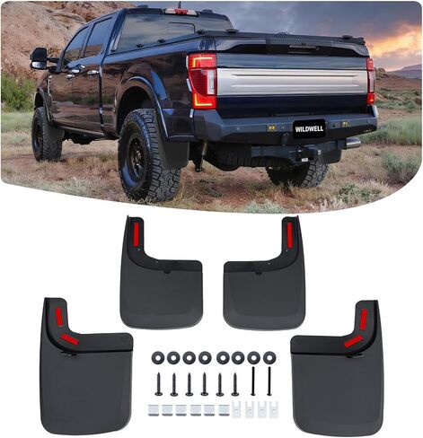WildWell Mud Flaps for 2017-2025 Ford F250 F350 Super Duty w/Single Rear Wheels, Splash Guards Front & Rear Heavy-Duty Mud Flaps Guard for Trucks Set 4PCS (Without Fender Flares) in Kuwait