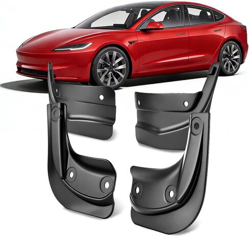 مناسب لطراز Tesla 3 من اللوحات الطينية (2024-2026 Highland) - بدون واقيات من رذاذ الحفر، OEM يناسب جميع أنواع الحماية من الطقس، مجموعة من 4 قطع باللون الأسود in Kuwait