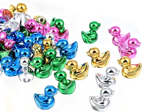 50 PCS Shiny Mini Duck Figures Bulk Colorful Duck Statue Mini Plastic Ducks for Micro Garden Seek Cake Decoration Landscape Animal Sculpture Aquarium Hide DIY Craft Charms Thanksgiving Gift in Saudi Arabia